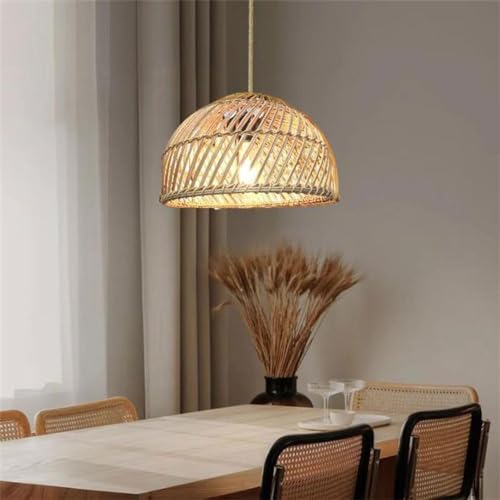 Chandelier de ratán tejido a mano H3TF5J con cable ajustable de 120cm para techo 2