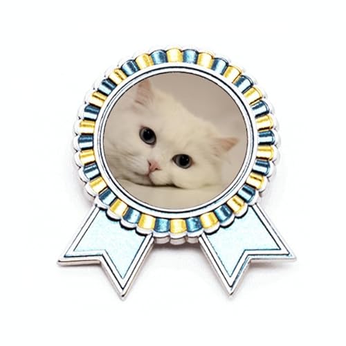 Broche chat blanc en métal M pour personnaliser le manteau de votre animal