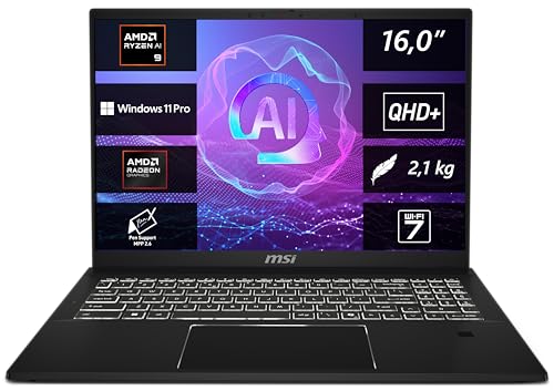 MSI Summit A16 AI+, Business Laptop, Copilot+ PC, 16,0' QHD+, AMD Ryzen AI 9 365 Prozessor, 32 GB LPDDR5X-7500 RAM, 1 TB, AMD Radeon 880M, Windows 11 Pro, QWERTZ Tastatur, A3HMTG-035