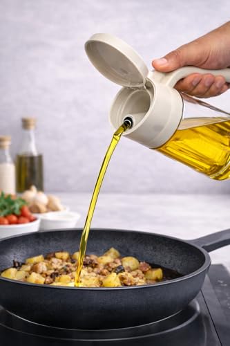 Image of Zollyss 2 in 1 Oil Dispenser and Sprayer, Glass Bottle with Fine Mist Spray Nozzle, Anti-Drip Pour Spout, Comfortable Handle Grip for Cooking and Salad (Oil Dispenser(600ml))