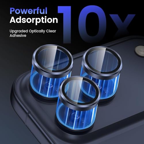 Image of CLITZ Camera Lens Protector for iPhone 17 Pro Max /iPhone 17 Pro, 9H Tempered Glass Camera Lens Cover, Aluminum Alloy Metal Ring Protector, Scratch Resistant, HD Clear, Case Friendly, Blue