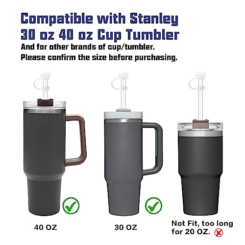 Image of Replacement Straw Compatible with Stanley 40 oz 30 oz Quencher, Tumbler Accessories of 6 Color Straw Replacement with Cleaning Brush, 4 Leak Sproof Plug, 2 Silicone Cover Cap for Stanley