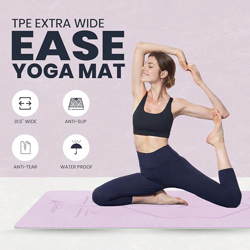 Image of JASPO Ease Yoga Mat 6mm Extra Wide with Carry Strap & Bag, Non-Slip Anti-Skid Exercise Mat, Non-Toxic Latex-Free, Lightweight & Tear-Resistant Workout Mat for Yoga, Pilates, Meditation & Home Gym (6ft X 2.62ft) (Pink)
