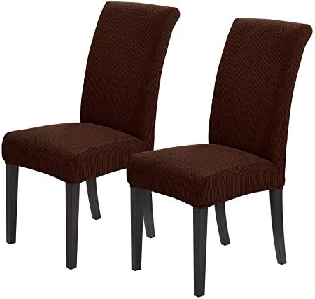 Joccun Chair Covers for Dining Room Set of 2,Water Repellent Dining Chair Slipcovers Stretch Dining Room Chair Covers Seat Protector,Washable Parsons Chair Cover for Home,Hotel(Chocolate,2 Pack)