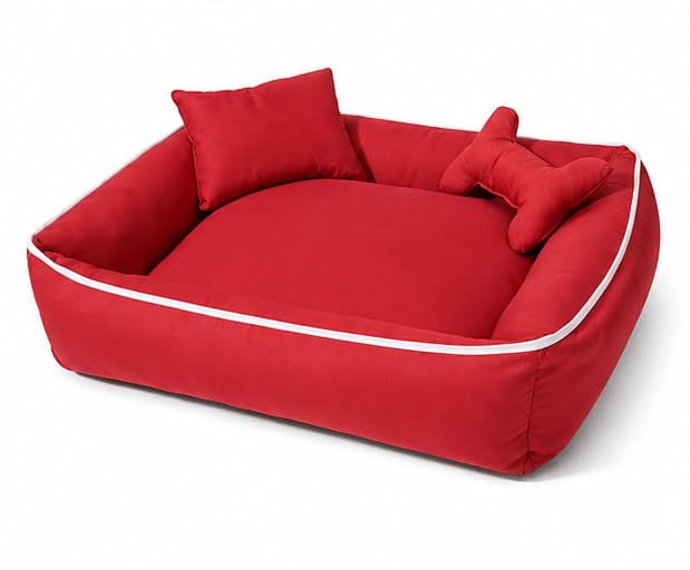 Image of Gorgeous Dog Beds Orthopadic Bed for Labrador, Bulldog, Retriever, Poodle, Large Breed Dog Bed,Red,(Large)