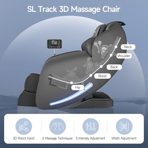 Real Relax 2025 Massage Chair Full Body,Zero Gravity 3D SL Track Shiatsu Massage Recliner with Body Scan,Thai Stretching and APP Control,Office and Home Use,Black