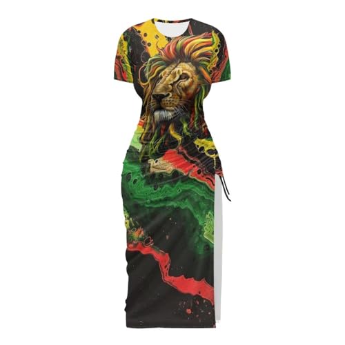 Image of Short Sleeve Dress for Women,Sexy Bodycon Dress,Plus Size Slit Dress,String Design s-4xl