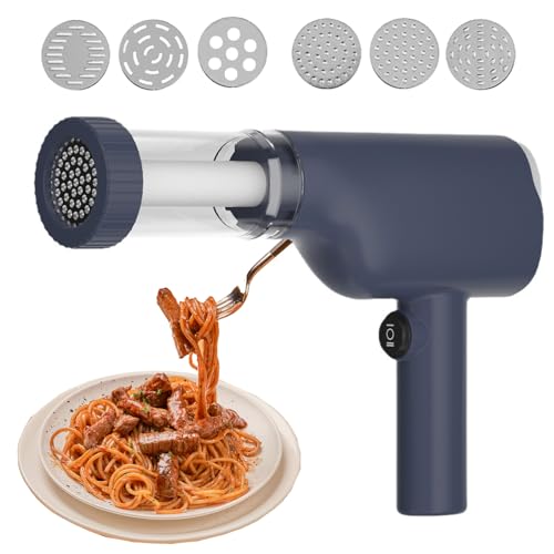 Máquina de Pasta Eléctrica de Mano, 1500mAh Máquina de Pasta Eléctrica Portátil con 6 Moldes 40W Máquina de Pasta Eléctrica Recargable para Hacer Espaguetis/Fettuccine (Azul) Máquina de Pasta Eléctrica de Mano, 1500mAh Máquina de Pasta Eléctrica Portátil con 6 Moldes 40W Máquina de Pasta Eléctrica Recargable para Hacer Espaguetis/Fettuccine (Azul)