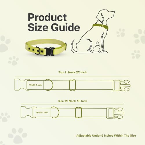 Image of Adil's Biothane Waterproof Dog Collar, Dog Leash & Collar Leash Combo | Heavy Duty TPU Coated Webbing | Adjustable Quick Release Buckle | Odour Resistant (Yellow, M-18, Collar only)