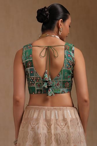 Image of Soch Womens Georgette Floral Print Padded Blouse with Zari