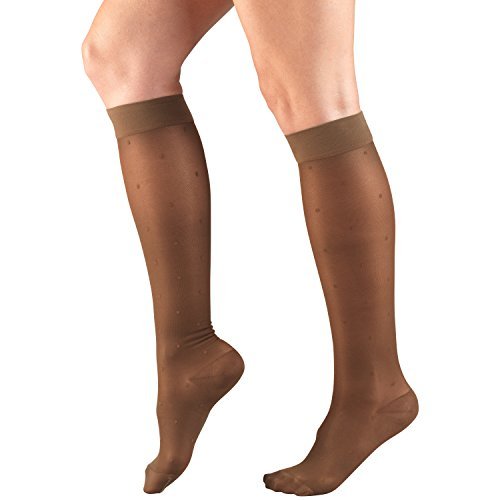 Image of Truform Compression 15-20 mmHg Sheer Knee High Stocking, Espresso Dot Pattern, Large (Pack of 2)