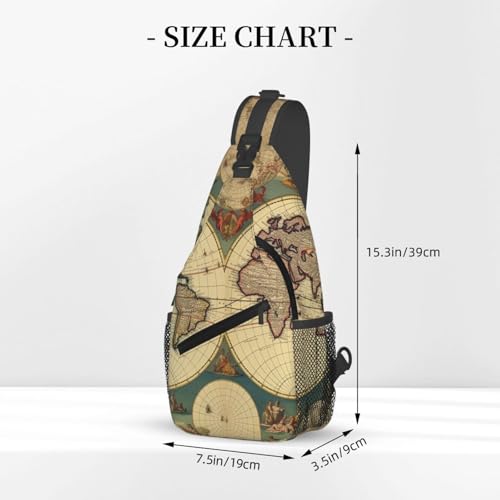 Bolso cruzado para pecho con diseño Retro y mapa mundial miniatura 3