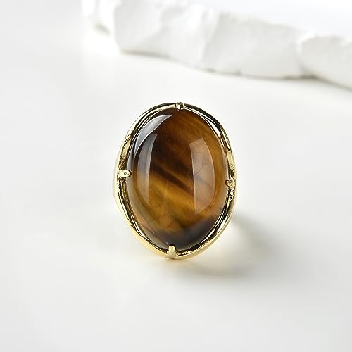 Natural Stone Adjustable Finger Rings Semi Precious Oval Shaped Gemstone Jewelry For Women Anniversary Birthday Wedding Gift2