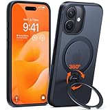 TORRAS iPhone 17 用 ケース【多機能一体・360°新定点回転スタンド】 Magsafe対応 【Ostand Q3 Spin】高耐久性 耐衝撃 ゼンマイ式スタンド リング 縦横両対応 マグネット搭載 急速充電対応 指紋防止 ブラック
