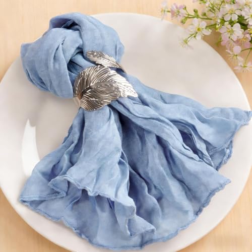 MLMC 60 Pack Cheesecloth Napkins Bulk Dusty Blue Dinner Cloth Napkins 21'x21' Boho Reusable Napkins in Bulk for Wedding Bridal Baby Shower Events Table Decor