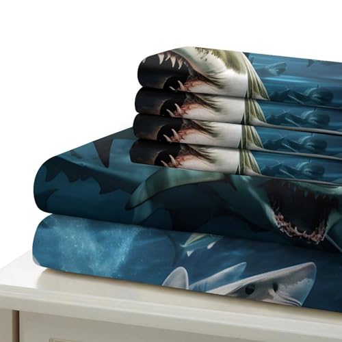 Parure de lit requin 3D housse couette 135x200 microfibre respirante