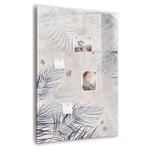 Tableau magnétique en verre effaçable 70x100 décor palmiers pour notes et photos