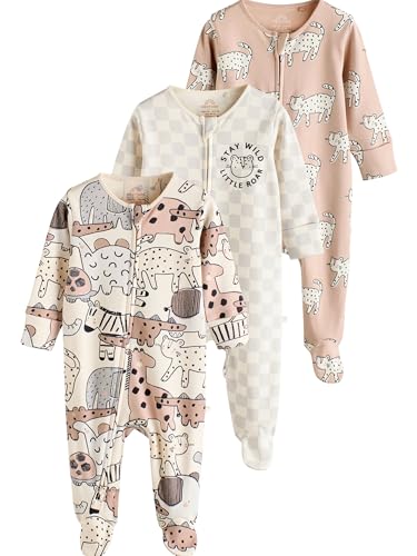 NEXT Baby Jungen Strampler Zwei-Wege-Reißverschluss, 3er-Pack...