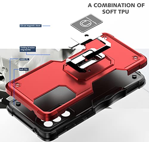 Coque Samsung S20 FE antichoc rouge avec bague rotative 360