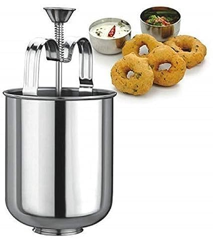 Diwali Dhanteras meduvada Maker / Vada Maker Stainless Steel meduvada Maker, Donut Maker Vada Maker meduwada Machine Perfectly Shaped & Crispy Medu Vada / Vada Maker (Silver)