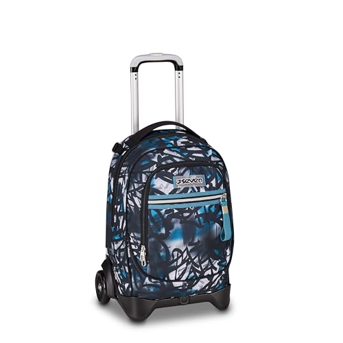 Seven Trolley New Tech, 33 L, triple uso, mochila desmontable, doble compartimento, correas retráctiles, bolsillo porta botella, escuela y ocio, Tyle, niños y adolescentes, gris/negro