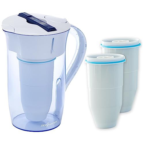 ZeroWater 2.4 litres Water Filter Jug Combo with 3x Advanced 5 Stage Filter, 0 TDS, NSF certified, Reduces Fluoride, Chlorine, Lead and Chromium, Water Quality Meter included