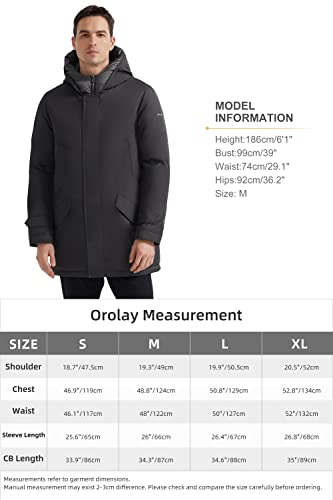 Orolay Men's Mid-Length Down Parka Hooded Puffer Jacket Windproof Winter Coat Darkgrey Xl #TOP5