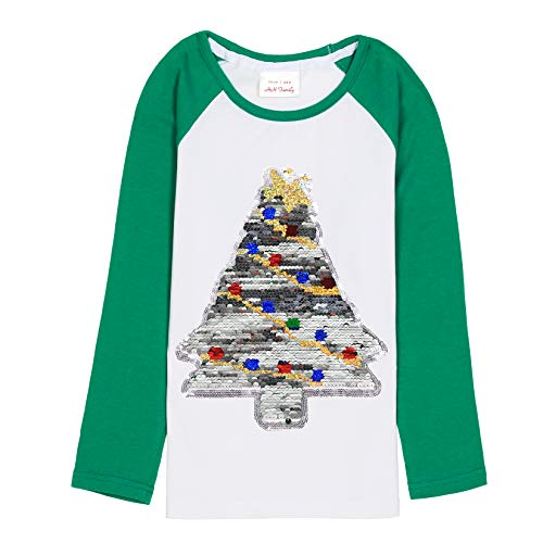 Image of Christmas Shirts for Girls and Boys Flip Sequin Santa Christmas Tree Kids T-Shirt Clothing