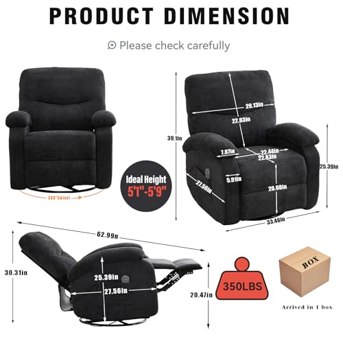 Sillón Manual Plegable Chenille Negro miniatura 2