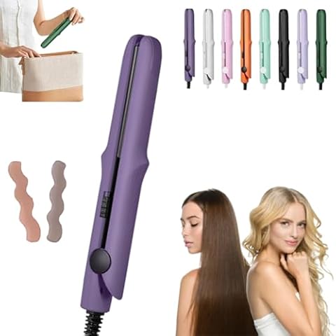 Gadgetcab 2-in-1 Mini Curling Wand, Flat Iron Hair Straightener & Portable Travel Curling Iron (Dark Purple) Cover