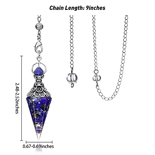 Pendule radiesthésie collier d'exception en résine gemstone et éclats de lapis lazuli naturels - 3