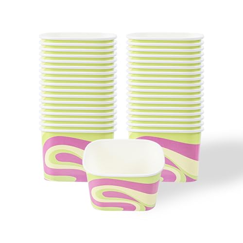 Image of Coppetta 12 Ounce Dessert Cups, 200 Greaseproof Ice Cream Cups - Lids Sold Separately, For Hot And Cold Foods, Pastel Groove Paper Yogurt Bowls, Disposable, Sturdy - Restaurantware