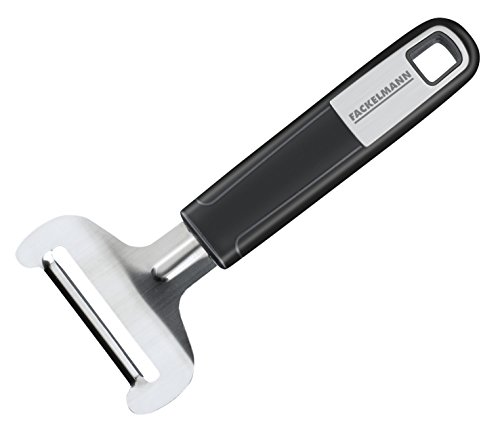 FACKELMANN Weichkäsehobel 17 cm SENSE, hochwertige, scharfe Klinge aus rostfreiem Edelstahl, Käsereibe mit Soft-Touch-Griff aus Kunststoff (Farbe: Silber/Schwarz), Menge: 1 Stück