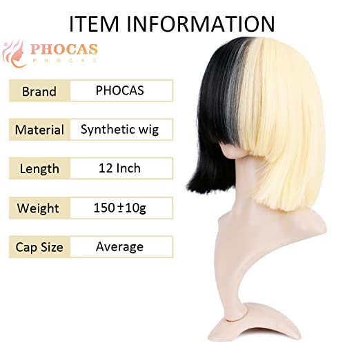 Phocas Hairphocas Half Blonde And Black 2 Tone Hair Short Straight Cosplay Wig For Women #TOP1