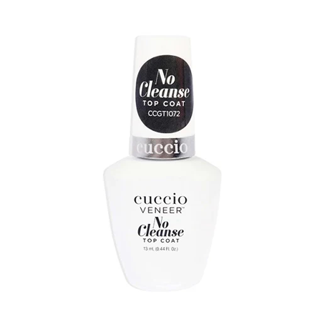Cuccio No Cleanse Top Coat Nail Polish – High Gloss Shine, UV/LED Compatible, Chip-Resistant for Long-Lasting Manicures, 0.44 Fluid Ounce