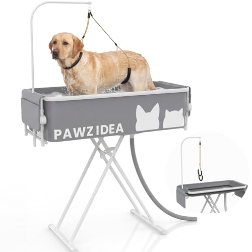 PAWZIDEA Large 2-in-1 Portable Dog Bathtub for Medium to Large Size Dogs