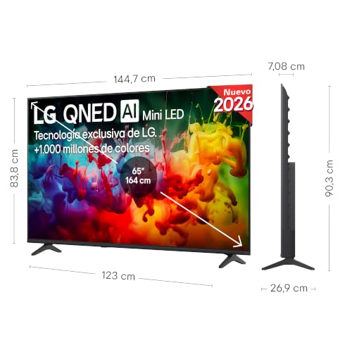 TV LG QNED 65QNED72B6B 65 4K UltraHD 60Hz Smart TV WebOS HDR10 HLG Mini LED IA - vue 3