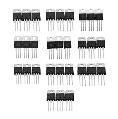 10 Values Total 30PCS TO-220 High-Current Positive Voltage Regulator IC(LM317 L7805 L7806 L7808 L7809 L7810 L7812 L7815 L7818 L7