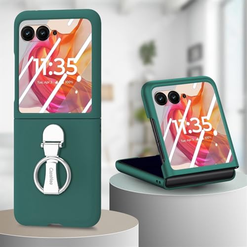 Motorola Moto Razr 50 Ultra �P�[�X�A�����K���X�X�N���[���v���e�N�^�[�����A�X�����ȑϏՌ��P�[�X�A�����O�X�^���h�J�o�[�t���t���{�f�B���ی�J�o�[�AMotorola Moto Razr 50 Ultra �p(Green)