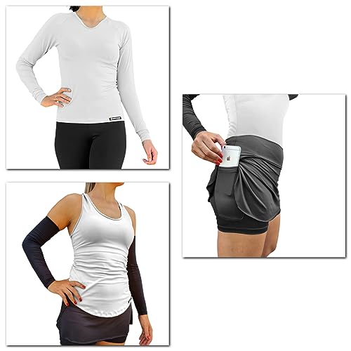 Kit Roupa Feminina Esportiva Futevôlei Beach Tennis Camiseta Manga Longa Regata e Shorts Segunda Pel