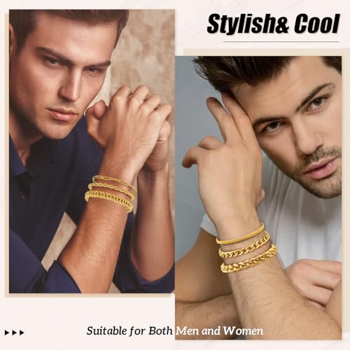 DUQGUHO 6Pcs Stainless Steel Bracelets for Men Cuban Link Rope Paperclip Chain Bracelets Set 7.5/8.3/9 inches Mens Silver Bracelet Jewelry4