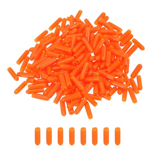 Image of MECCANIXITY 200pcs 3mm(1 /8 inch) Rubber End Caps Cover PVC Vinyl Screw Thread Protector Round Wire Shelf Caps for Screw Bolt Pipe Fence Post, Orange
