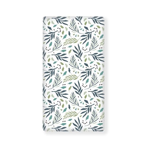 Image of Tropical Leaves Baby Crib Sheets for Boys Girls Leaf Fitted Crib Sheet for Standard Crib and Toddler Mattress Blue Green Baby Mattress Sheets Toddler Bed Sheet 52x28x8 in