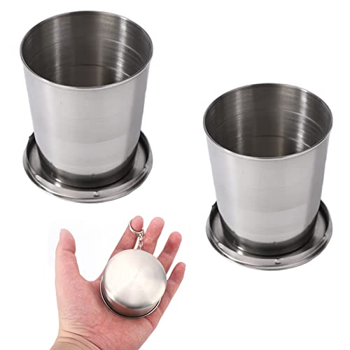 Bebochoi 2 Stück Edelstahl Faltbare Metallbecher, Outdoor Tragbar Teleskop...