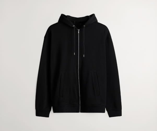 Solid Regular Fit Zipper Sweatshirt Fleece Fabric Long Sleeves Kangaroo Pocket Jacket for Men's