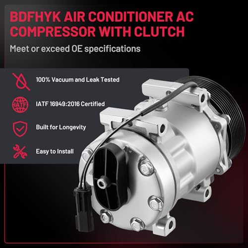 BDFHYK 68589 Air Conditioning A/C Compressor with Clutch Compatible with Dodge Ram 2500, Ram 3500 5.9L 1994-2005, Replacement 19193007, 55055339