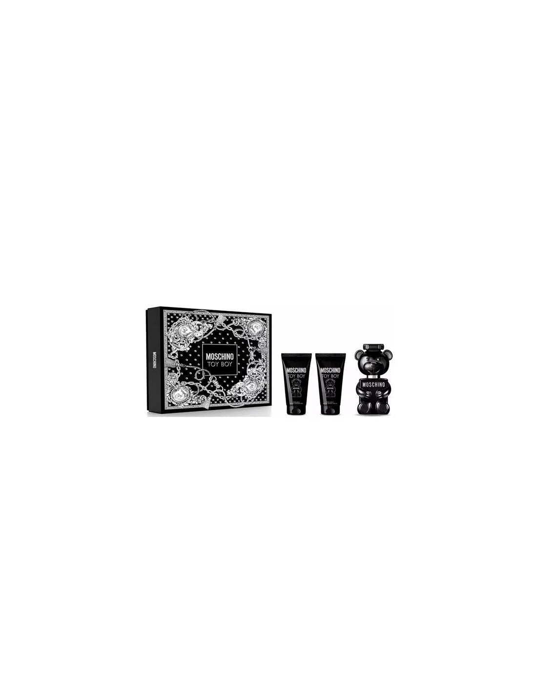 Moschino Toy Boy von Moschino für Männer - 3-teiliges Geschenkset 50 ml EDP Spray, Dusch- und Badegel, After Shave Balsam