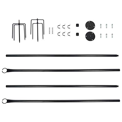 Usinso String Light Poles For Outdoors Weather Resistant,Stainless Steel Tall,Christmas Decoration,Light Pole For House Garden Patio Wedding Cafe Party (2 Pcs, Black) #TOP4