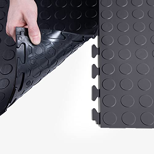 Incstores 4.5Mm Thick Flex Nitro Interlocking Garage Floor Tiles | Flexible Plastic Flooring For A Stronger And Safer Workshop, Shed, Or Trailer | Coin-Top, Dark Gray, 8 Pack #TOP6
