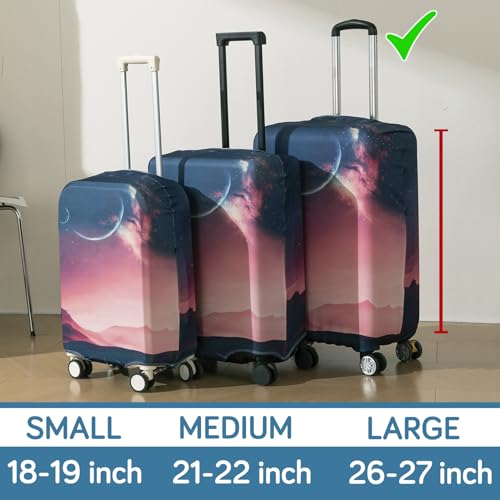 Image of HOKIPO 220gsm Durable and Washable Suitcase Covers for Trolley Suitcase, Large (26-27inch) - Moonlit Horizon (AR-6345-D10)